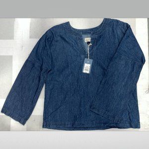 Women's Long Sleeve Denim Woven Top